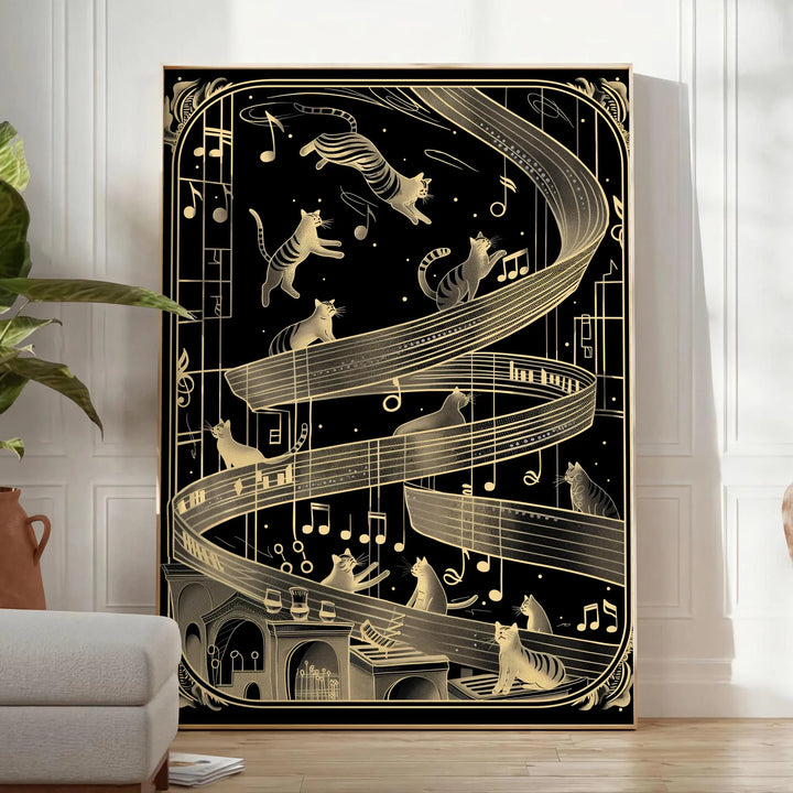 Cats And Melodies Wall Art Travel Poster High Quality Frame Premium Print Home Decor Color