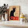 space Chat Noir vintage poster black orange hues wall art thoughtful gift lovers timeless charm room frameless designs