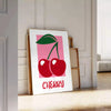 une touche cuisine affiche cerises nuances gris vert cadeau parfait espace disponible A4 cm A0