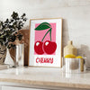 une touche cuisine affiche cerises nuances gris vert cadeau parfait espace disponible A4 cm A0