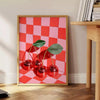 retro vibe space Cherry Disco Poster stunning blend brown orange hues wall art lovers unique gift idea vibrant artwork available various sizes A4 cm A0 today