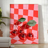 retro vibe space Cherry Disco Poster stunning blend brown orange hues wall art lovers unique gift idea vibrant artwork available various sizes A4 cm A0 today
