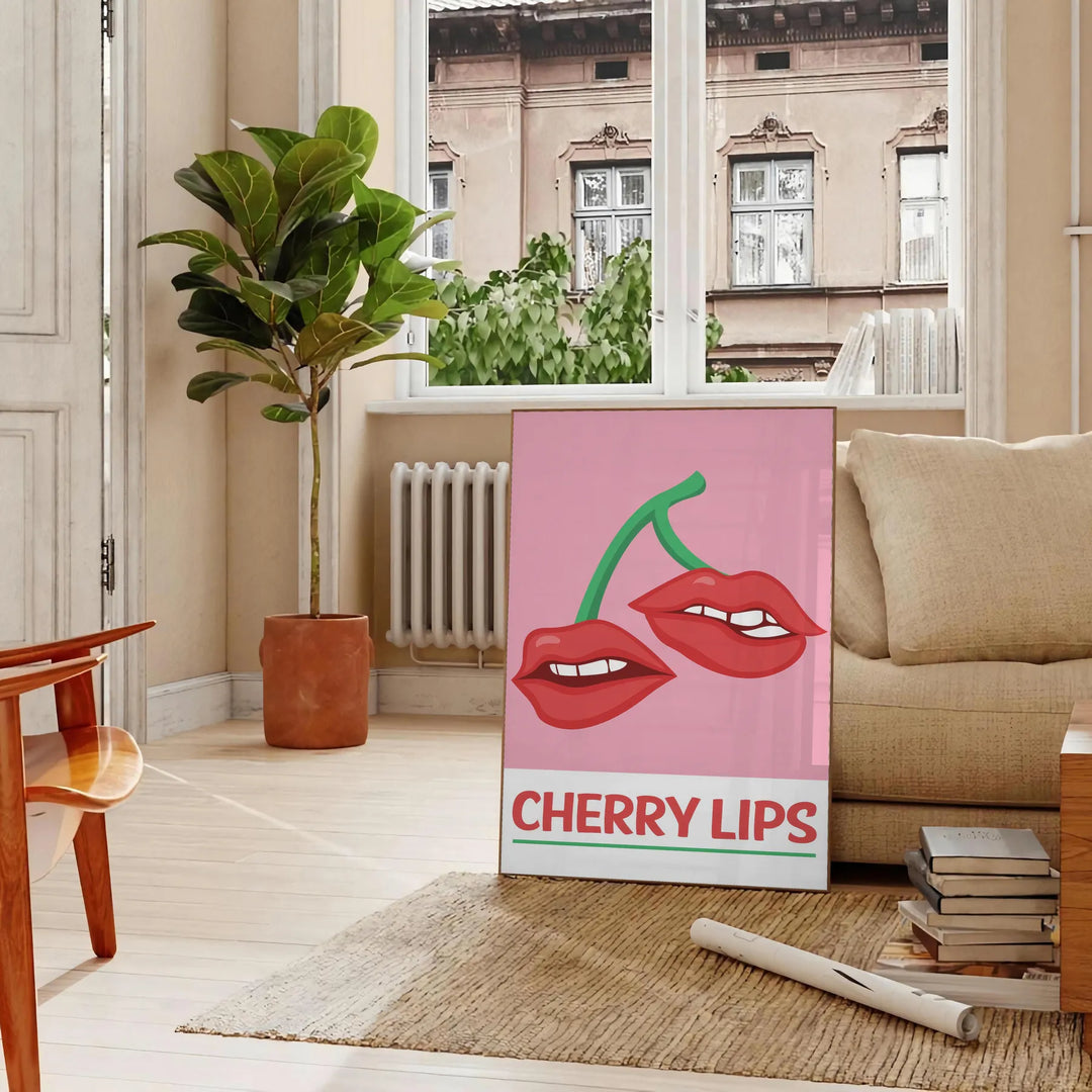 Cherry Lips Popular Wall Print Travel Poster High Quality Frame Premium Print Home Decor Color