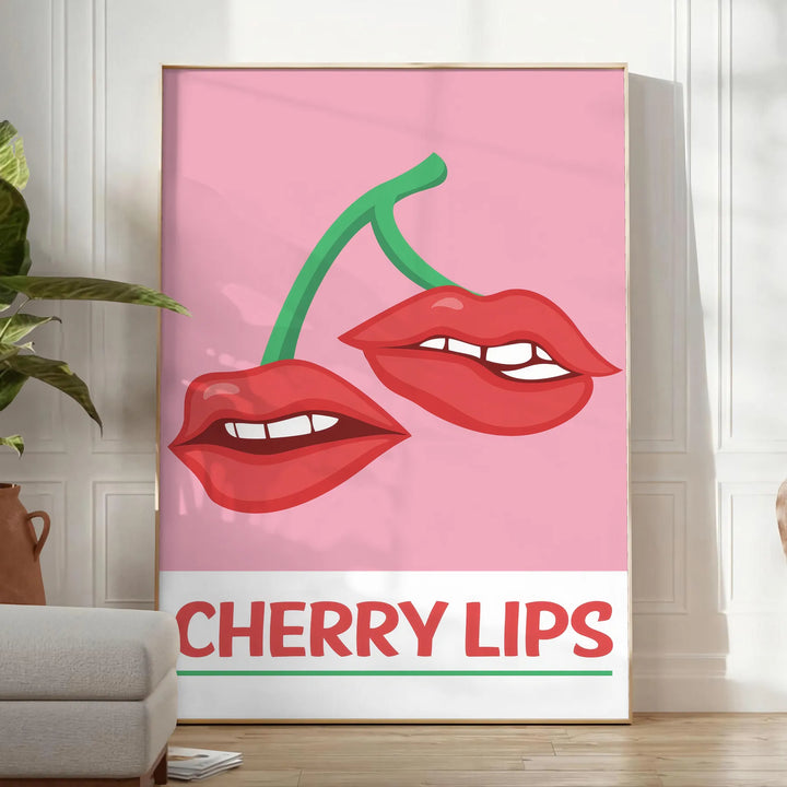 Cherry Lips Popular Wall Print Travel Poster High Quality Frame Premium Print Home Decor Color