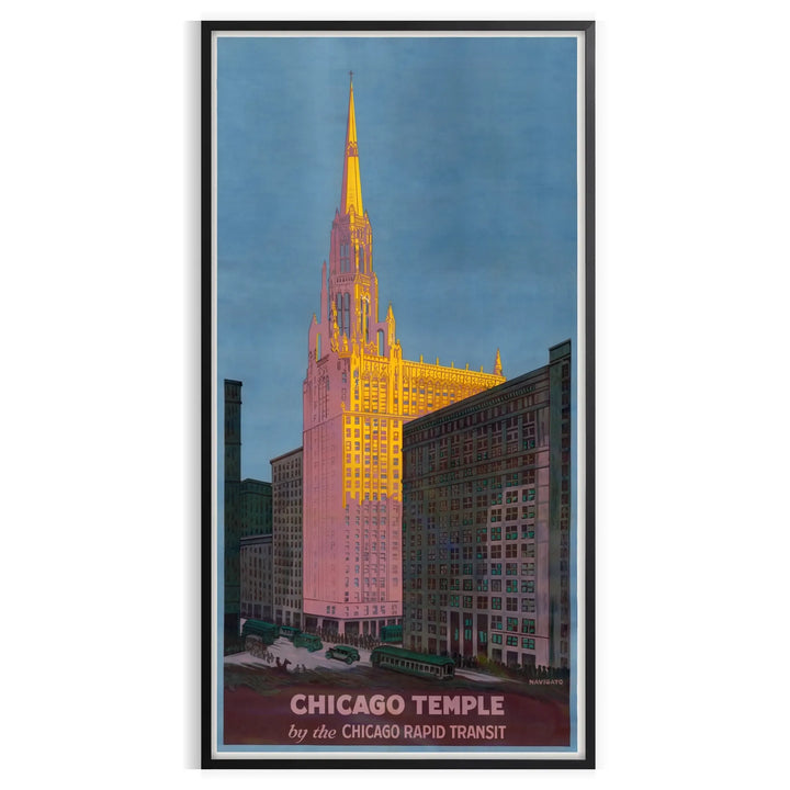 Affiche de voyage du temple de Chicago, art mural 