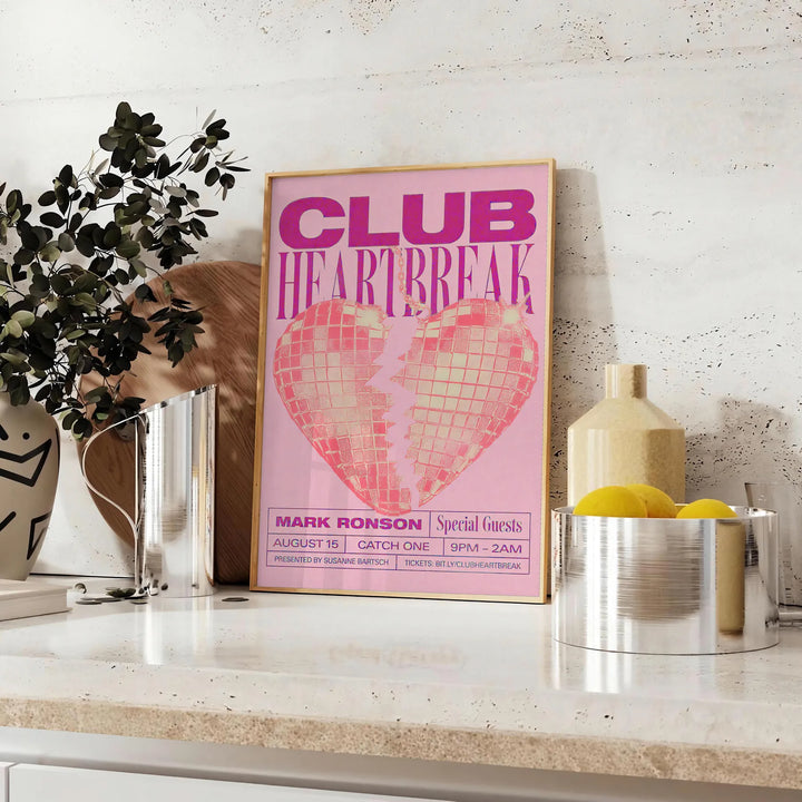 Club Hearthbreak Motivation Print Travel Poster High Quality Frame Premium Print Home Decor Color