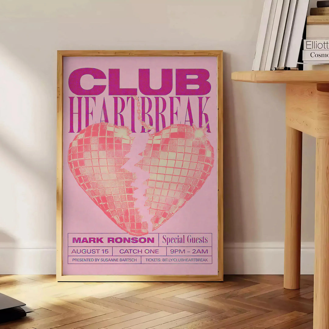 Club Hearthbreak Motivation Print Travel Poster High Quality Frame Premium Print Home Decor Color