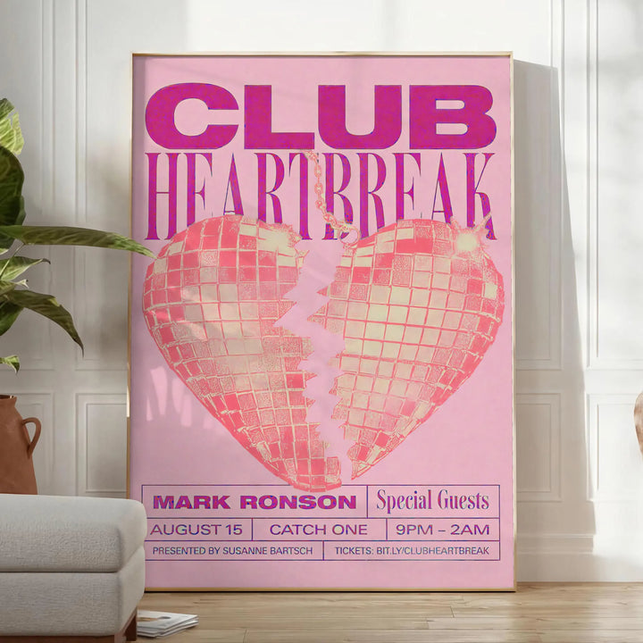 Club Hearthbreak Motivation Print Travel Poster High Quality Frame Premium Print Home Decor Color