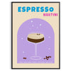 space expressive Espresso Martini poster vibrant blue purple hues stunning piece wall art print thoughtful gift cocktail lovers unique artwork sizes A4 cm A0