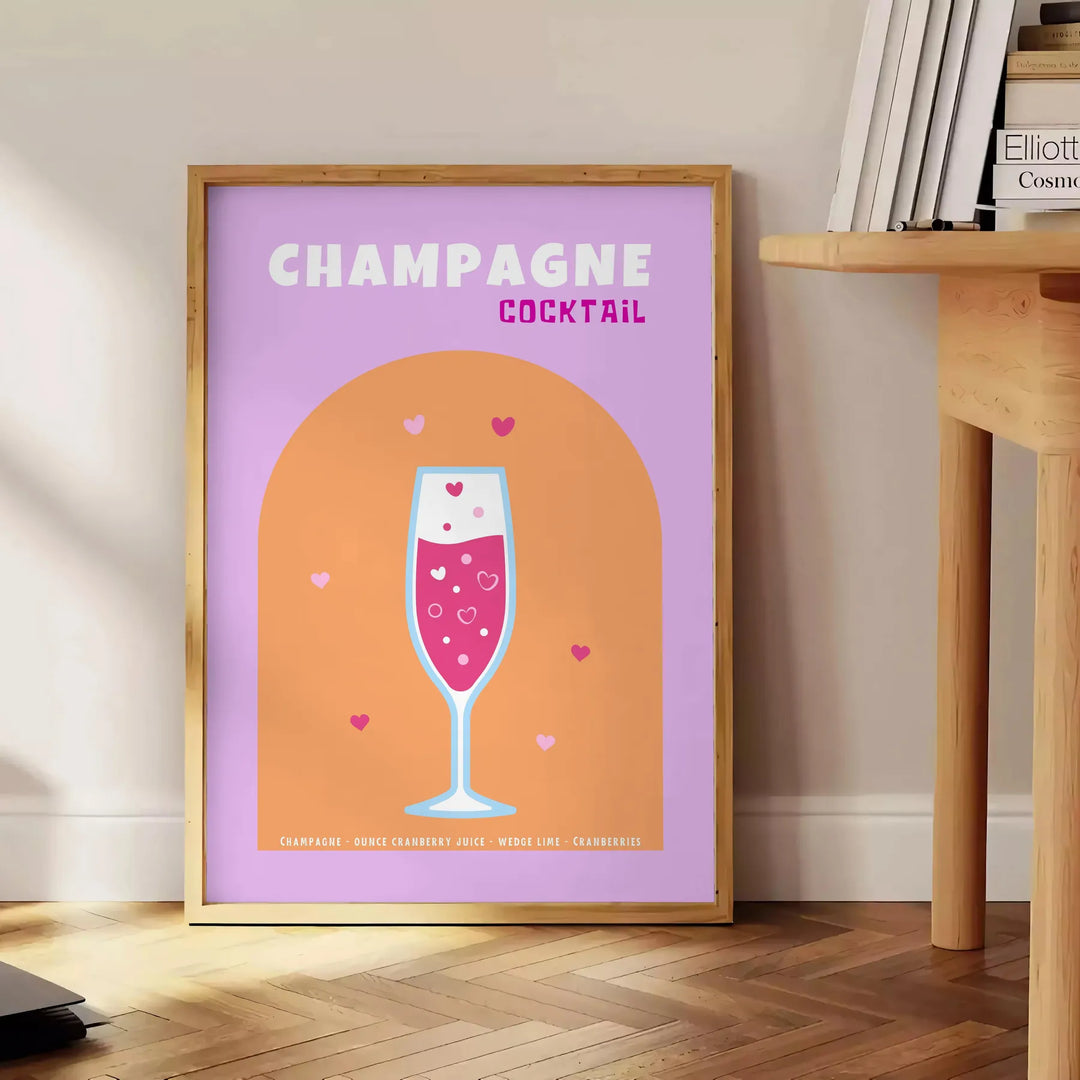 Cocktail Champagne Wall Art Travel Poster High Quality Frame Premium Print Home Decor Color