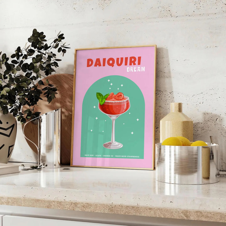 Cocktail Daiquiri Wall Print Travel Poster High Quality Frame Premium Print Home Decor Color