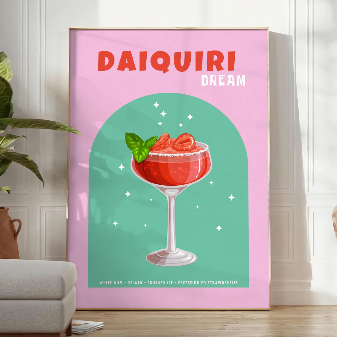 Cocktail Daiquiri Wall Print Travel Poster High Quality Frame Premium Print Home Decor Color