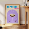 space expressive Espresso Martini poster vibrant blue purple hues stunning piece wall art print thoughtful gift cocktail lovers unique artwork sizes A4 cm A0