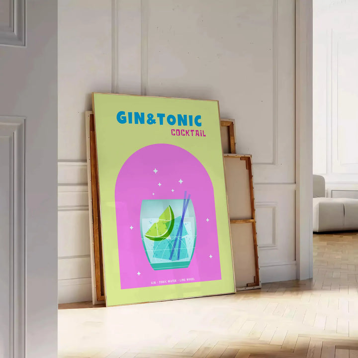 Cocktail Gin Tonic Poster Travel Poster High Quality Frame Premium Print Home Decor Color