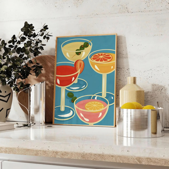 Cocktail Party Art Print Travel Poster High Quality Frame Premium Print Home Decor Color