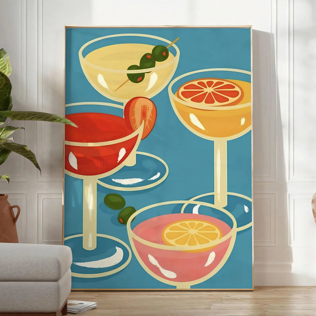 Cocktail Party Art Print Travel Poster High Quality Frame Premium Print Home Decor Color