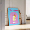 space captivating Piña Colada poster vibrant brown orange hues stunning wall art ideal gift cocktail enthusiasts lovers tropical vibe decor setting