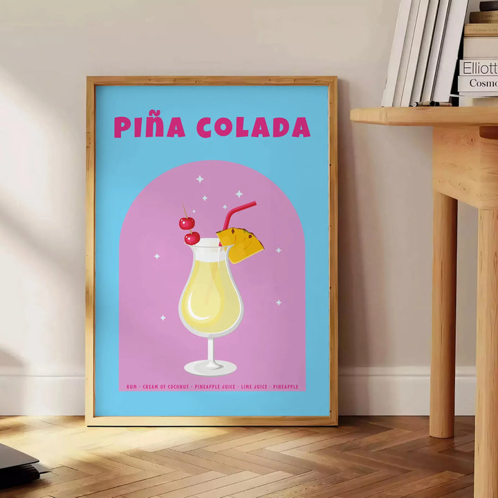 Cocktail Pina Colada Poster Travel Poster High Quality Frame Premium Print Home Decor Color