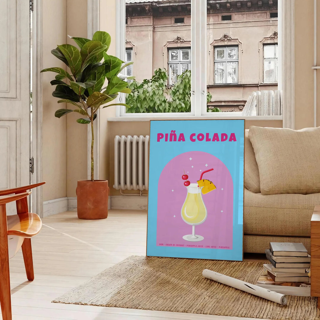 Cocktail Pina Colada Poster Travel Poster High Quality Frame Premium Print Home Decor Color