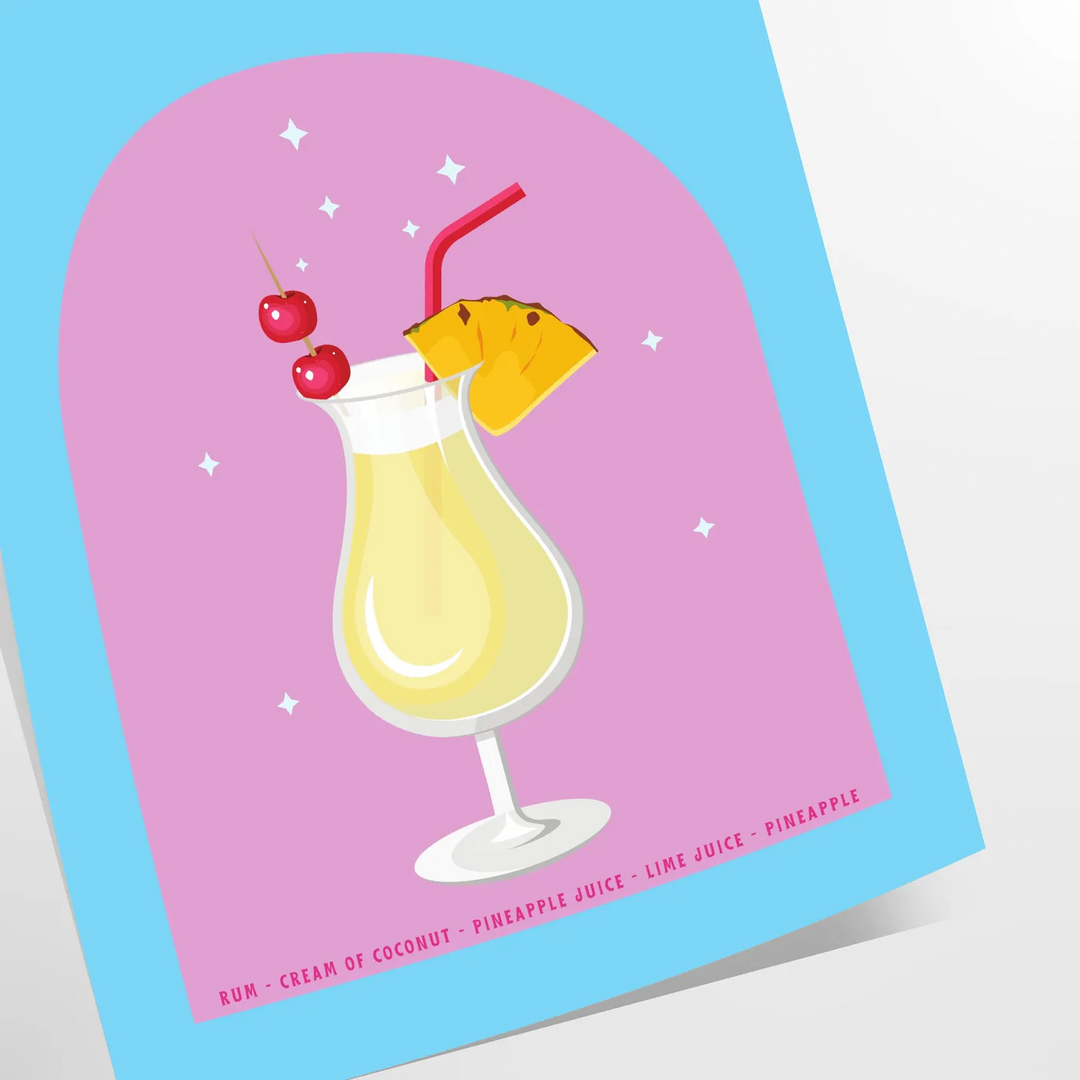 Cocktail Pina Colada Poster Travel Poster High Quality Frame Premium Print Home Decor Color