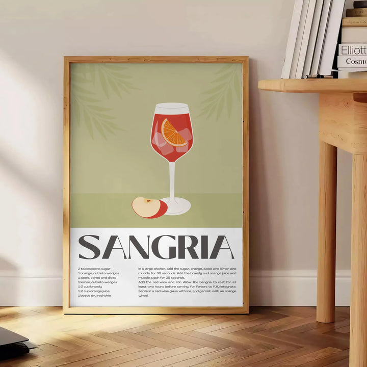 Cocktail Sangria Art Travel Poster High Quality Frame Premium Print Home Decor Color