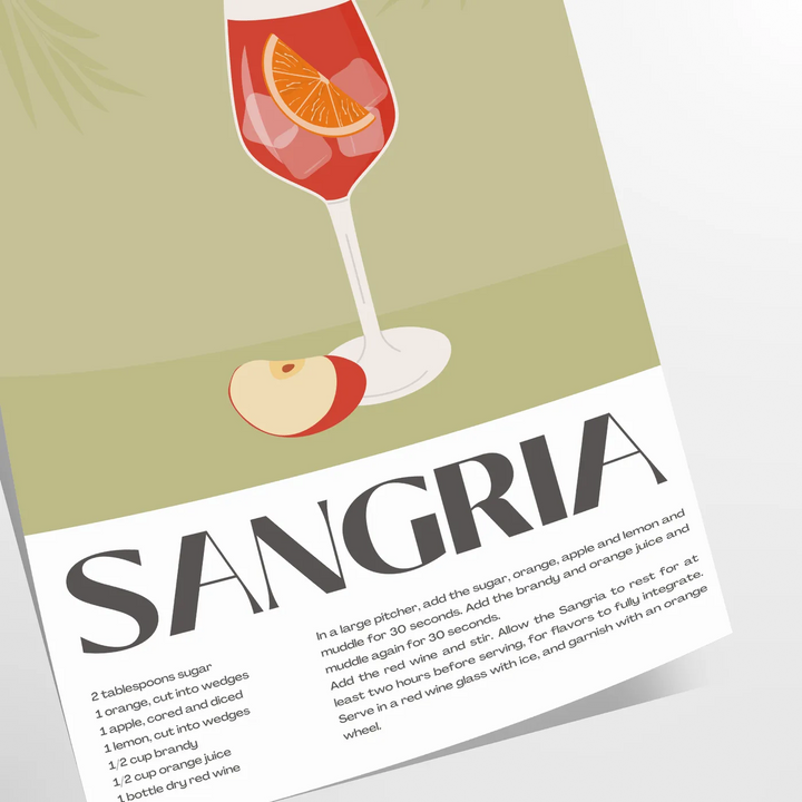 Cocktail Sangria Art Travel Poster High Quality Frame Premium Print Home Decor Color