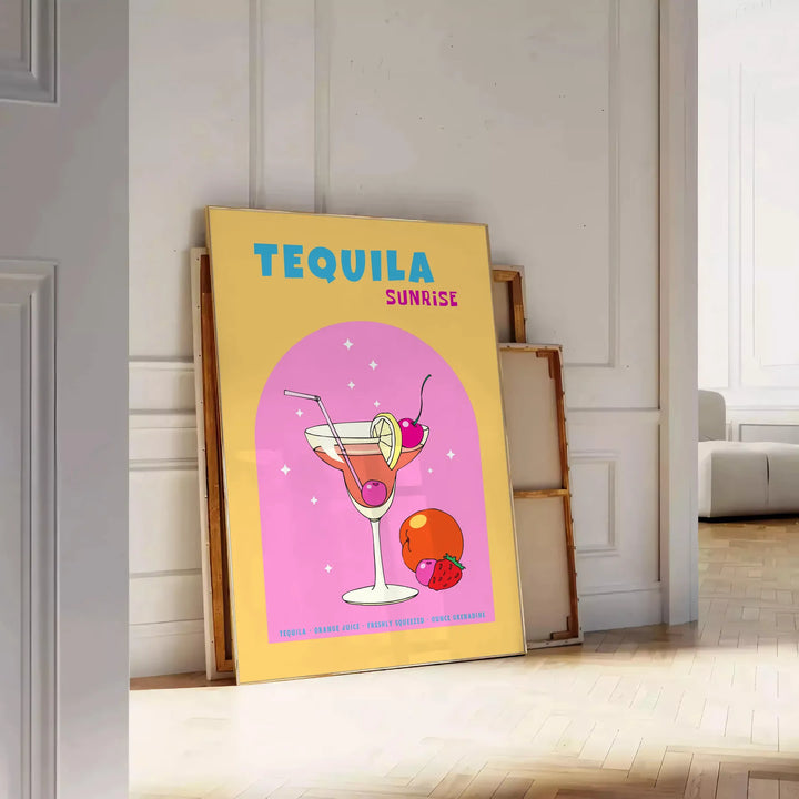 Cocktail Tequila Sunrise Print Travel Poster High Quality Frame Premium Print Home Decor Color