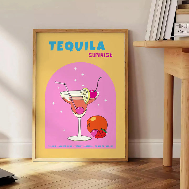 Cocktail Tequila Sunrise Print Travel Poster High Quality Frame Premium Print Home Decor Color