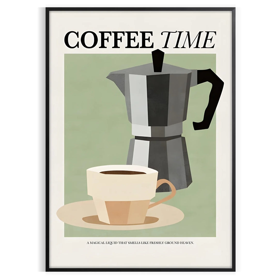 Coffee Time Kitchen Wall Print Travel Poster High Quality Frame Premium Print Home Decor Color