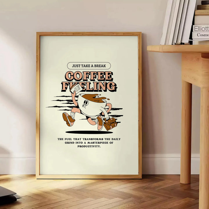 Coffee Fueling Kitchen Art Print Travel Poster High Quality Frame Premium Print Home Decor Color