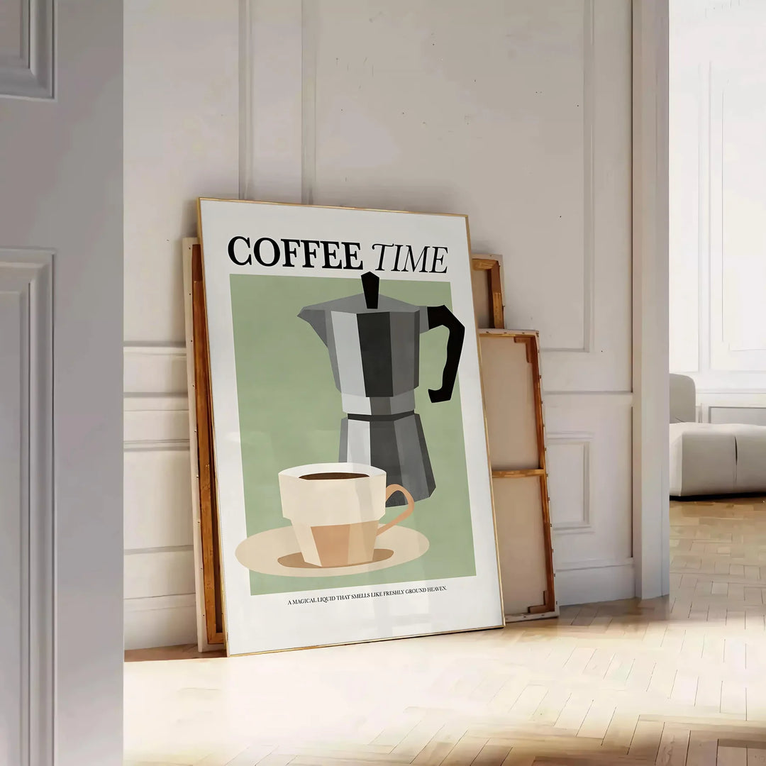 Coffee Time Kitchen Wall Print Travel Poster High Quality Frame Premium Print Home Decor Color