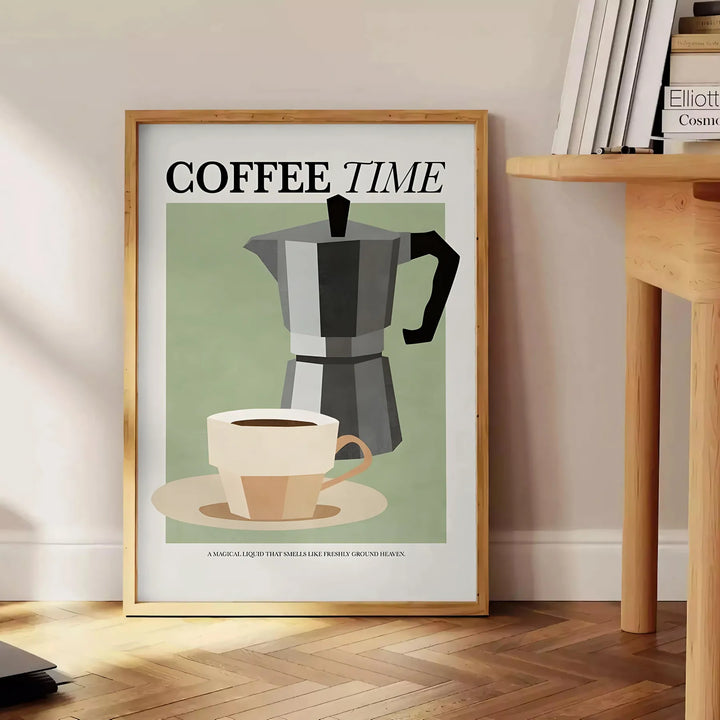 Coffee Time Kitchen Wall Print Travel Poster High Quality Frame Premium Print Home Decor Color