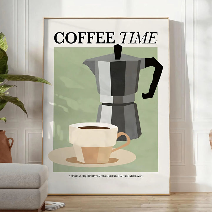 Coffee Time Kitchen Wall Print Travel Poster High Quality Frame Premium Print Home Decor Color