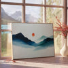 space mesmerizing Colored Landscape Mountain Poster vibrant orange blue hues captivating wall art perfect gift stunning addition room sizes A4 cm A0