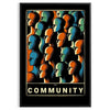 spirit community dance vibrant poster yellow black wall art unique gifts artwork dynamic touch space sizes A4 cm A0