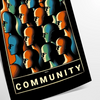 spirit community dance vibrant poster yellow black wall art unique gifts artwork dynamic touch space sizes A4 cm A0