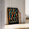spirit community dance vibrant poster yellow black wall art unique gifts artwork dynamic touch space sizes A4 cm A0