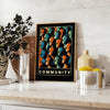 spirit community dance vibrant poster yellow black wall art unique gifts artwork dynamic touch space sizes A4 cm A0