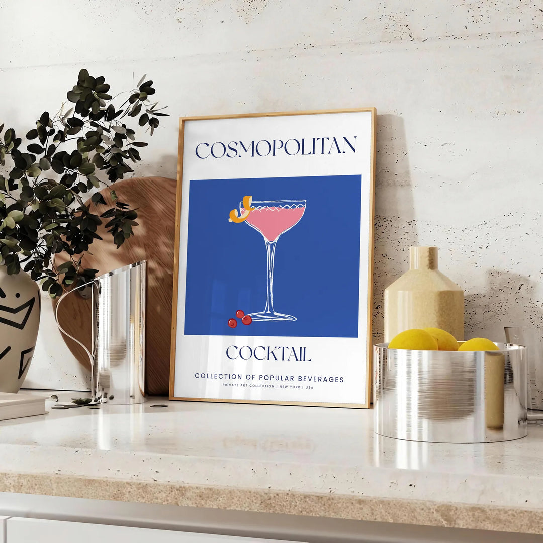 Cosmopolitan Cocktail Wall Print Travel Poster High Quality Frame Premium Print Home Decor Color