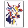 splash vibrant color space striking cow poster vivid oranges yellows wall art unique gift print room variety sizes A4 cm A0