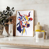 splash vibrant color space striking cow poster vivid oranges yellows wall art unique gift print room variety sizes A4 cm A0