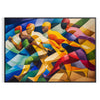 space Cubism art poster vibrant shades green blue unique wall inspiring gift print modern touch decor various sizes A4 cm A0