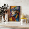 space captivating Cubism art poster dynamic blend brown green artistic wall piece unique touch room thoughtful gift personal print sizes A4 cm A0
