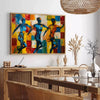 space striking cubism art poster bold orange blue hues perfect piece wall room unique gift lovers various sizes A4 cm A0