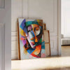 allure cubism stunning poster gray blue tones wall art modern touch room unique gift striking piece artwork collection various sizes A4 cm A0