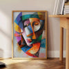 allure cubism stunning poster gray blue tones wall art modern touch room unique gift striking piece artwork collection various sizes A4 cm A0