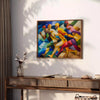 space Cubism art poster vibrant shades green blue unique wall inspiring gift print modern touch decor various sizes A4 cm A0