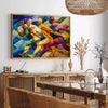 space Cubism art poster vibrant shades green blue unique wall inspiring gift print modern touch decor various sizes A4 cm A0