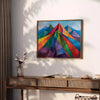 space Cubism art poster lush greens blues wall unique gift print modern touch room available A4 cm A0