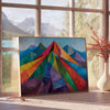 space Cubism art poster lush greens blues wall unique gift print modern touch room available A4 cm A0